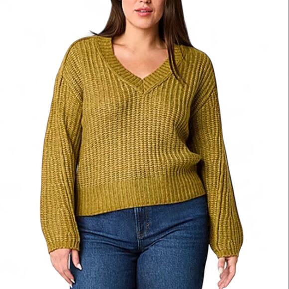 a.n.a green V Neck Long Sleeve Pullover Sweater NEW with tag fall cozy - Picture 1 of 11